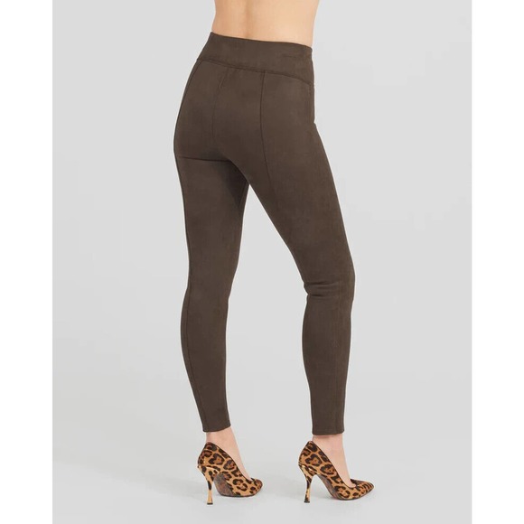 SPANX Faux Suede Leggings Chocolate Brown Pull On Women's Size Medium H14477 - Picture 8 of 15